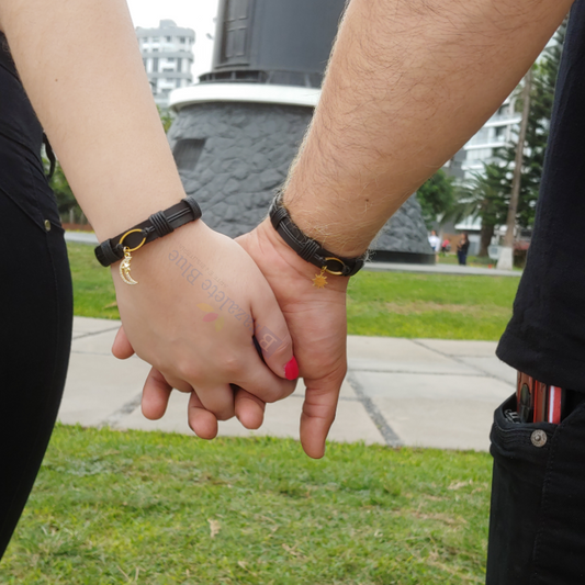 Pulseras para Parejas de cuero Sol y Luna